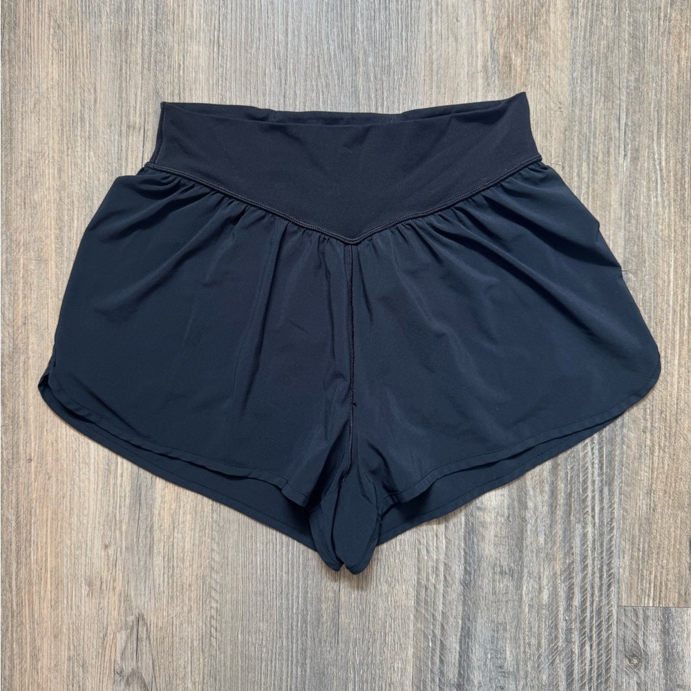 Aerie Black Flowy Shorts with Liner, Size Medium